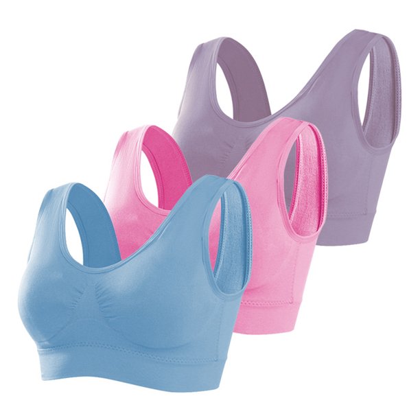 Sujetador deportivo de 3 piezas para mujer, sin cables, sin acolchado, con cuello redondo, suje MABOTO Sujetador deportivo