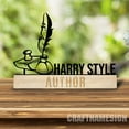 thumbnail image 3 of Craftnamesign Custom Wooden Writer Desk Name Plate, Writing Author Metal Nameplate, Office Decor, 3 of 5