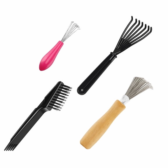 Stcellnmex 4 Pcs Hair Brush Cleaner Tool 6.7 Inch Plastic Metal Wood for Comb Detangling