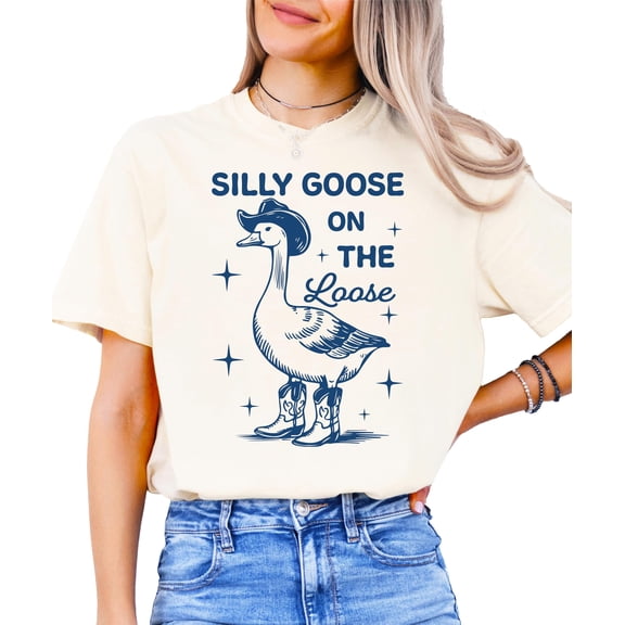 Silly Goose on the Loose Shirt for Women Funny Adult Oversized Tee Ivory Shirt Adult Medium