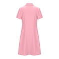 thumbnail image 5 of Fesfesfes Girls Short Sleeve Collar Dress with Lace Button Detail and Pocket Casual School Dress Fashionable Everyday Wear Comfortable Kids Dress(Pink,5-6 Years), 5 of 5