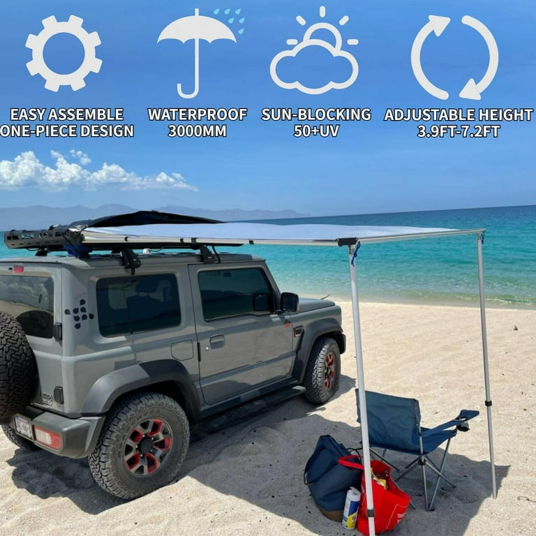 DANCHEL Outdoor Gray Car Awning,Waterproof Rooftop Tent