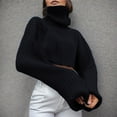 thumbnail image 3 of Women's Turtleneck Wool Knitted Pullover Sweater Autumn Winter Casual Warm Soft Comfortable Short Sleeve Top, 3 of 4