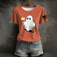 thumbnail image 2 of NMMUED T-Shirt d'Halloween à Manches Courtes pour Femmes T-Shirts Graphiques à Col Rond d'Halloween pour Femmes Vêtements d'Automne Vêtements d'Halloween pour Femmes Jolis T-Shirts d'Halloween pour Femmes Orange TTG, 2 of 4