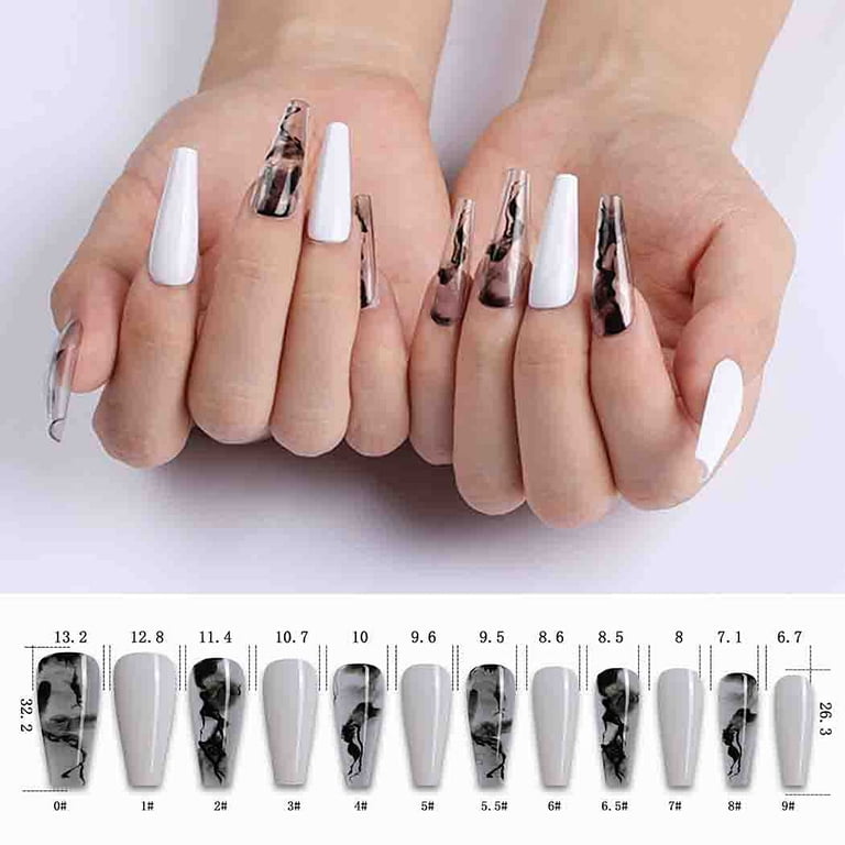  Outyua Butterfly Fake Nails Coffin Glossy Extra Long