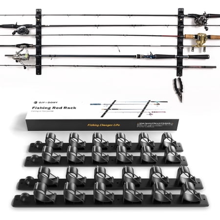 Wall Mount Fishing Rod Holders Horizontal/Ceiling Pole Storage Rack for Garage 2 Packs