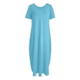 thumbnail image 5 of JIAYUE Women's Dress A-Line O-Neck Ankle-Length Casual Maxi With Pockets Elegant Solid Color Short Sleeve Flowy Plus Size Comfortable For Everyday Wear Classic Female Dresses, 5 of 5