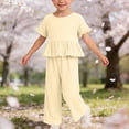 thumbnail image 2 of Bovxnpu Girls Summer Clothing Sets Striped Sleeveless V-neck Kids Breathable Casual Top and Pants Outfit Set, 2 of 8