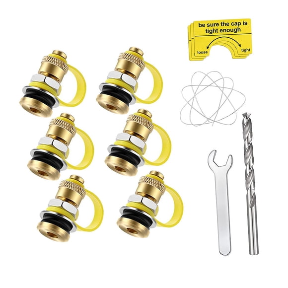 Wweixi 6x Universal Fuel Can Vents Caps Pour Can Out Brass Smoothly Leakproof Water