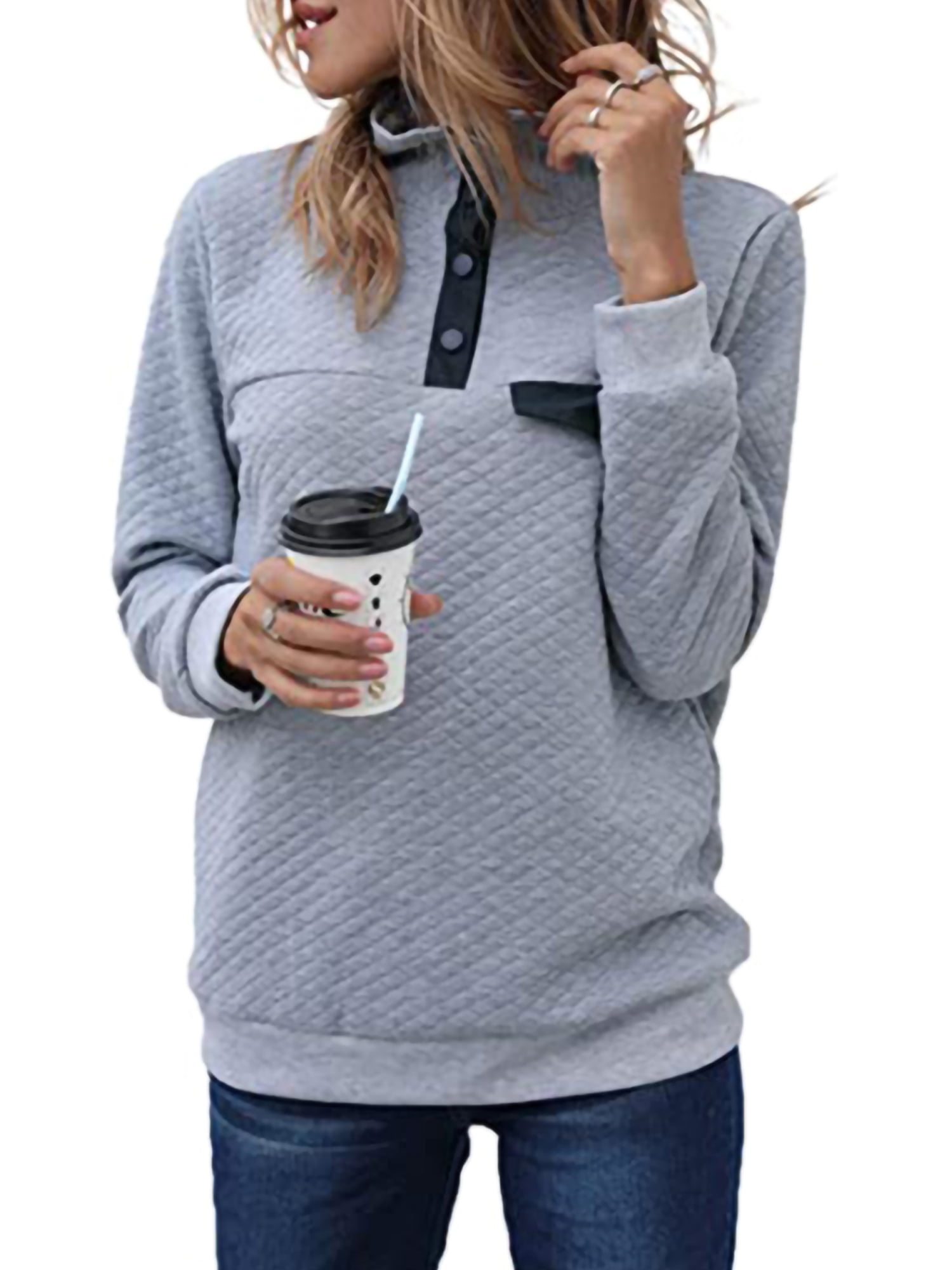 UKAP Womens Button Down Sweatshirts 