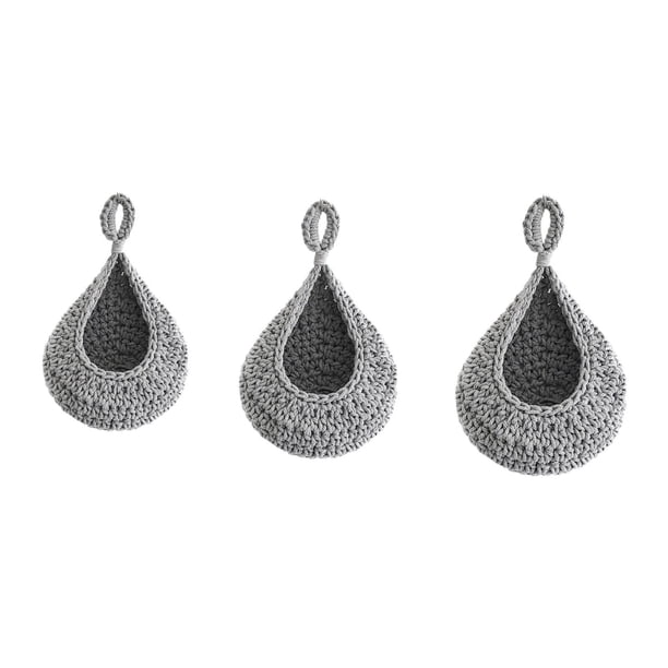 Cesta colgante de frutas de 3 piezas, cesta colgante de pared para verduras y frutas para jardín gris