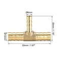thumbnail image 2 of Uxcell Brass Hose Reducer Barb T-Shaped Connector 10mm x 6mm x 10mm, 2 of 5