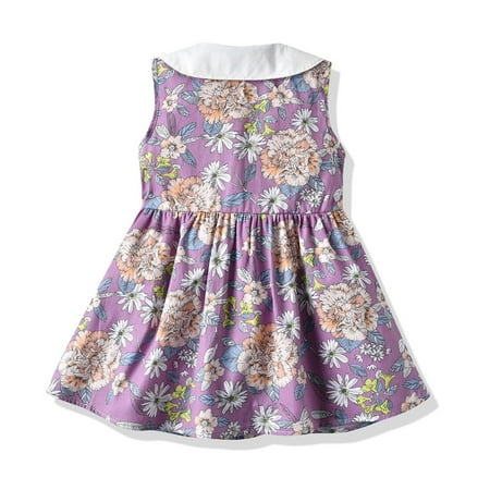 

Aayomet Baby Girl Clothes Kids Toddler Baby Girls Spring Summer Floral Sleeveless Princess Dress Clothing Purple 3-4 Years