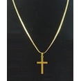 thumbnail image 3 of 18K Yellow Gold-Plated 30-Inch Prayer Jesus Religious Herringbone Chain Crucifix Pendant Necklace Set Gift, 3 of 7
