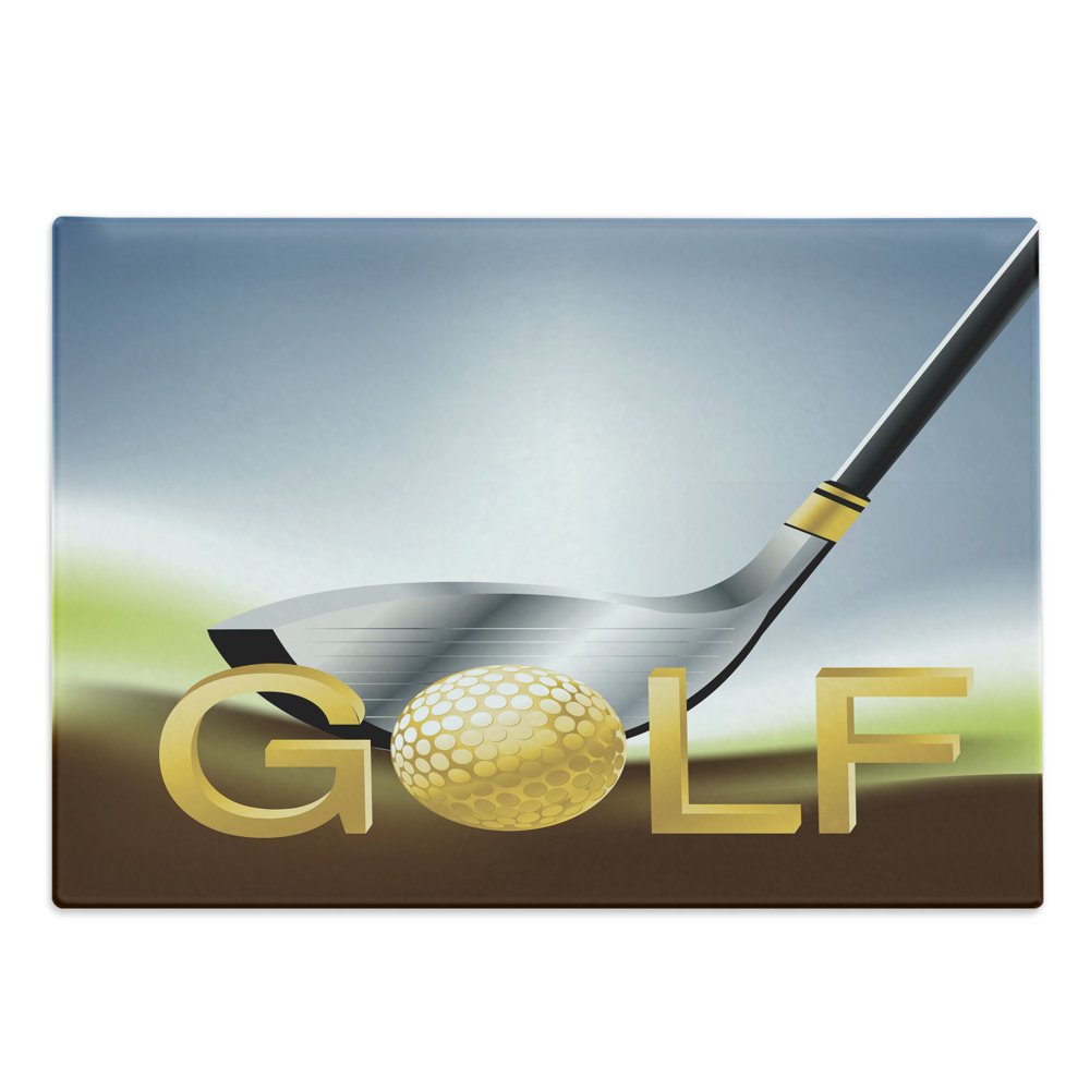 Golf Cutting Board, Sport Activity Theme with Golf Stick in Digital