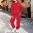 thumbnail image 2 of GiLiling Teen Girls 2 Piece Outfit Set - Bow Print Hooded Sweatshirt and Jogger Pants, Cute Casual Activewear, 2 of 4