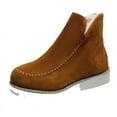 thumbnail image 5 of Botas de nieve de invierno para mujer, botas de algodón de suela gruesa y tacón plano de talla grande, botas cortas cálidas de color liso para mujer, 5 of 5