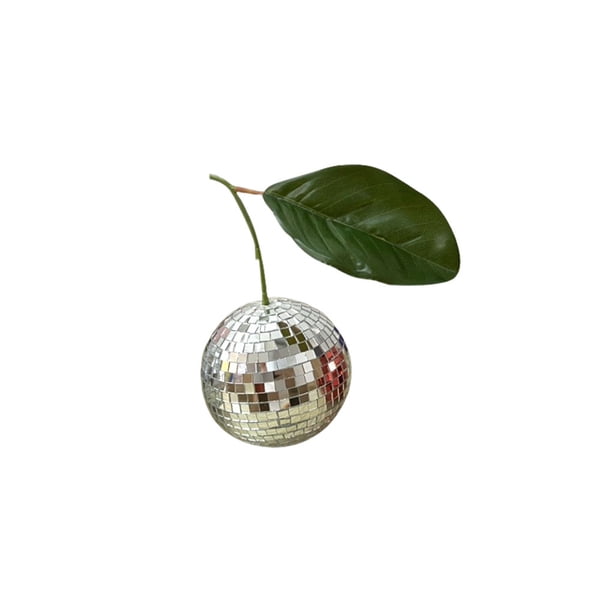 Yuarrent Bolas de discoteca de cereza decoración moderna seta Kawaii espejo de vidrio simulado sala de estar decoración del hogar para Bar DJ Decoración del hogar sencillo de plata 15cm