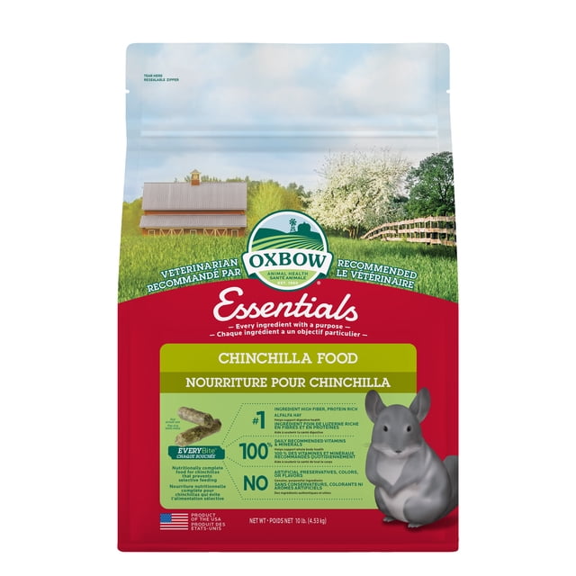 OxBow Essentials Small Animal Chinchilla Food, 10lb Resealable Bag