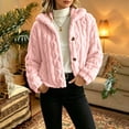 thumbnail image 6 of Cropped Fleece Jacket Women Plus Size Turndown Collar Long Sleeve Solid Color Thick Velvet Lightweight Warm Fleece Coat Casual Outdoor Hiking Travel Sport Outerwear, 6 of 7