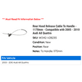 thumbnail image 2 of Rear Hood Release Cable To Handle - 1170mm - Compatible with 2005 - 2010 Audi A8 Quattro 2006 2007 2008 2009, 2 of 2