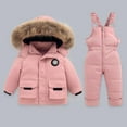 thumbnail image 2 of Coerni Toddler Girls Snowsuit 2 Piece Ski Suit Insulated Down Coat Hooded Puffer Jacket and Snow Pants Snow Clothes for Kids, 2 of 3