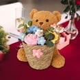 thumbnail image 2 of Knitted Flower Teddy Bear Bouquet, Handmade Artificial Flowers Gift, Home Decor for Anniversary Valentine's Day(Pink), 2 of 6