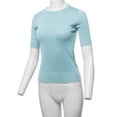 thumbnail image 5 of A2Y Women's Basic Casual Colorful 1/2 Sleeve Knit Pullover Sweator Top Lightblue XL, 5 of 6