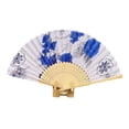 thumbnail image 2 of YAOMOBB Elegant Folding Fan Double Sided Flower Pattern Bamboo Catwalks Lightweight Hand Held Party Props, 2 of 7