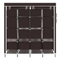 thumbnail image 6 of Ktaxon 67" Clothes Closet Portable Wardrobe Clothes Storage Rack 12 Shelves 4 Side Pockets, Dark Brown, 6 of 10