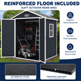 thumbnail image 3 of Shed and Outdoor Storage, 6x4ft Waterproof Resin Shed Lockable, Patio Garden Backyard Storage with Floor & Window & Vents, Sloped Roof Design, 3 of 9