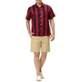 thumbnail image 2 of Lars Amadeus Men's Striped Short Sleeves Shirts Button Down Print Hawaiian Shirt, 2 of 6