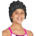 thumbnail image 4 of Beemo Kids Girls Swim Caps Age 7-14 Floral Petal Latex - Black, 4 of 5