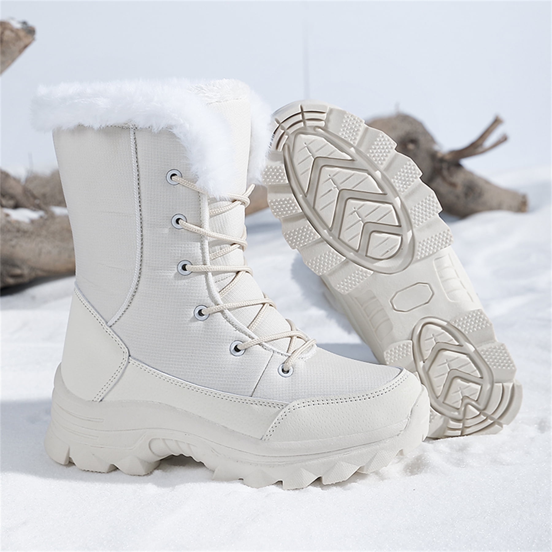YOURDIARY Womens Winter Snow Boots Waterproof Warm Walking Shoes Mid-Calf Hiking Booties Faux Fur Lining