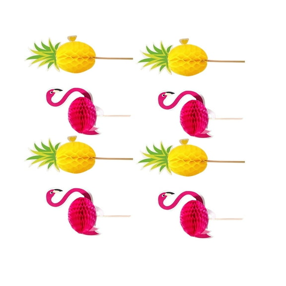 NICEXMAS 20PCS Tropical Theme Cake Decorations Assorted Color Plastic Cupcake Decor for Party Hosts