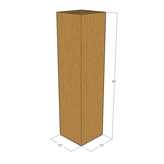 10x10x40 Kraft Brown Corrugated Shipping Boxes, 32 ECT Single-Wall, Qty 5