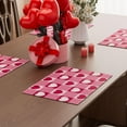 thumbnail image 4 of Valentines Day Pink White Plaid Love Hearts Cloth Placemats Set of 4 Table Mats Table Decorations 12x18 Inch, 4 of 5