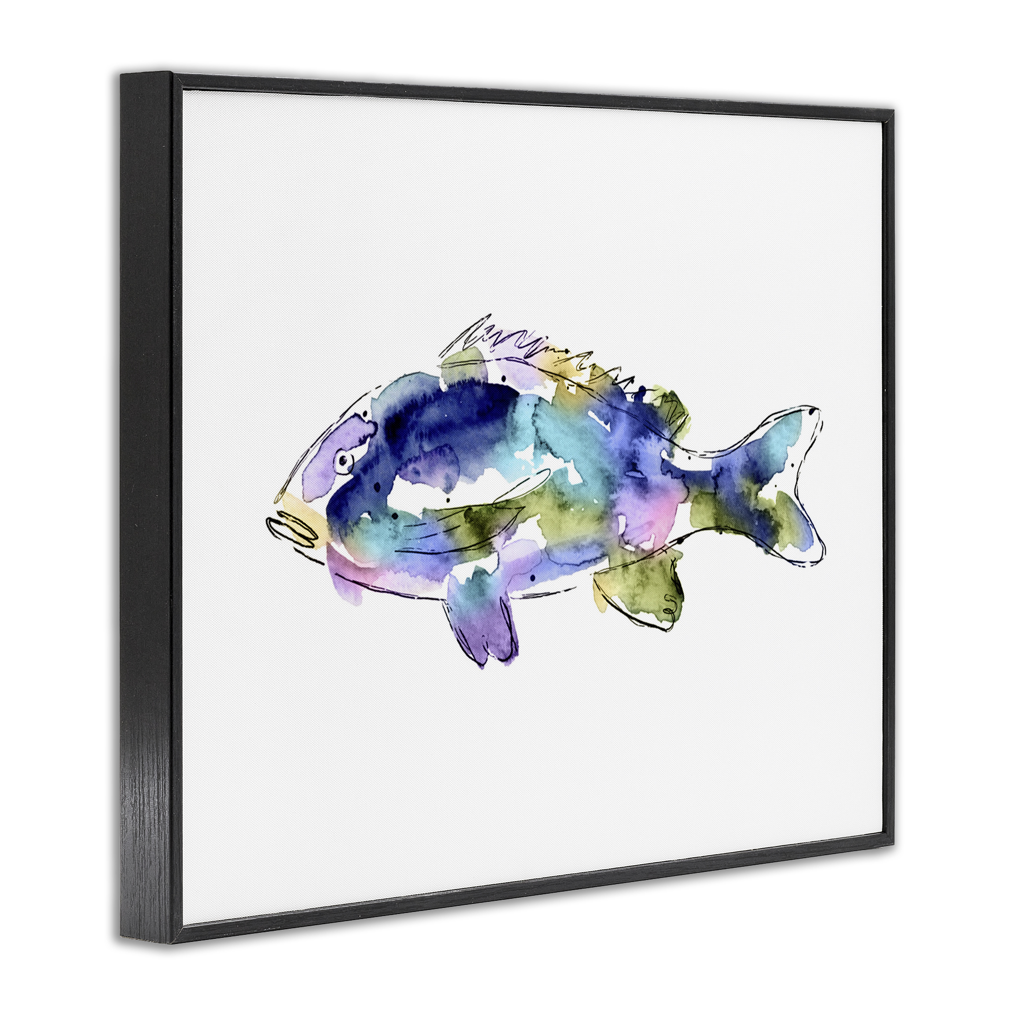 Stupell Industries Watercolor Style Fish Animals & Insects Painting Black Framed Art Print Wall Art, 14 x 11