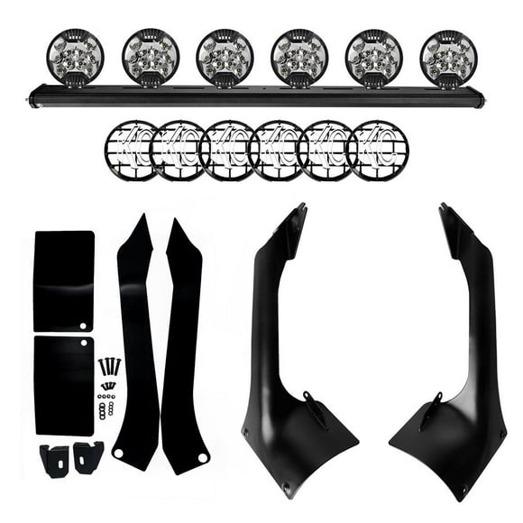 KC Hilites Driving/Fog Light Mounting Bar 97062 Driving/Fog Light Mounting Bar; Xross; Overhead Mount; Mounts Up To Nine 4 Inch Lights; Powder Coated; Black; 6063 T6 Extruded Aluminum