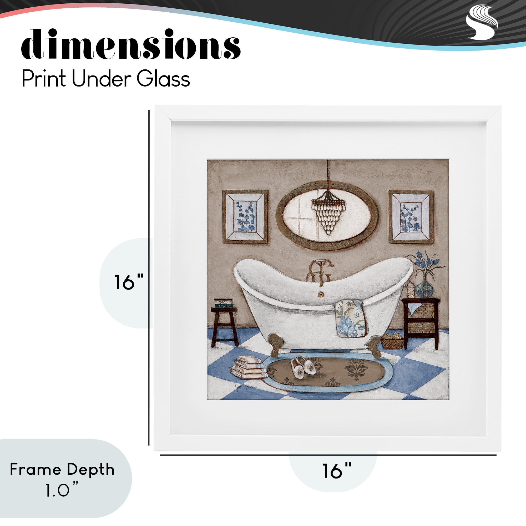 Stupell Industries Checkered Relaxing Bathtub White Framed Print Under Glass, design by Janet Tava