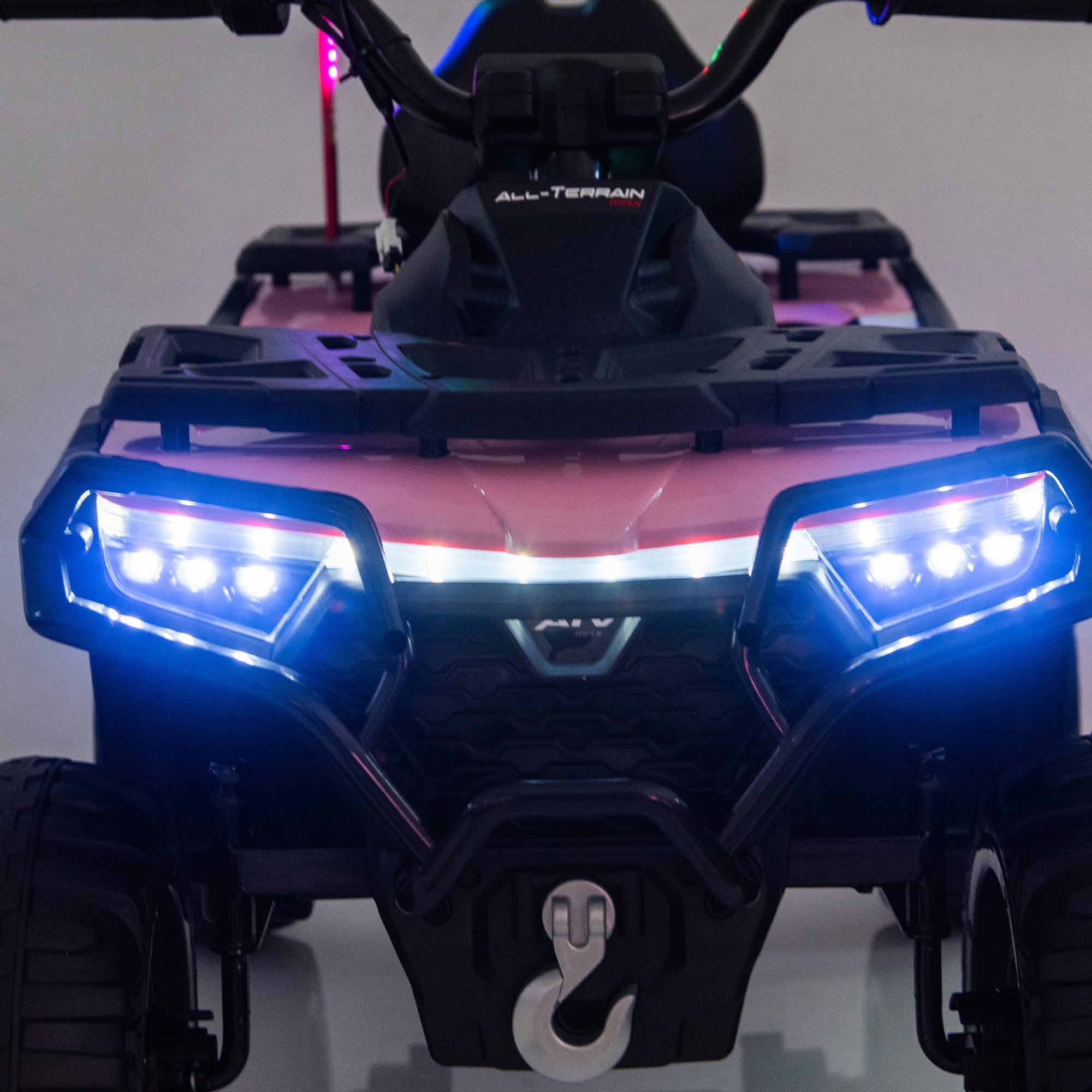 24V 160W Kids Electric Ride on Toys ATV Cars, Off-Road Design Toddler Car with Music Bluetooth USB, Kids' Electric Vehicle with Flags for Boys Girls for 3-6, Pink