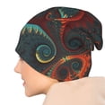 thumbnail image 7 of Beanie Hats for Men and Women, Green Mysterious Spiral Fractal Patterns Adult Unisex Knit Hat Winter Warm Skull Cap, 7 of 7
