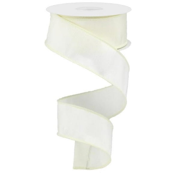 Ivory Solid Wired Canvas Ribbon, 1.5 Inches x 10 Yards
