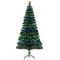 thumbnail image 1 of HOMCOM 6FT Pre-lit Artificial Christmas Tree with LED Lights and Fiber Optics, Xmas Holiday Decoration, Green, 1 of 10