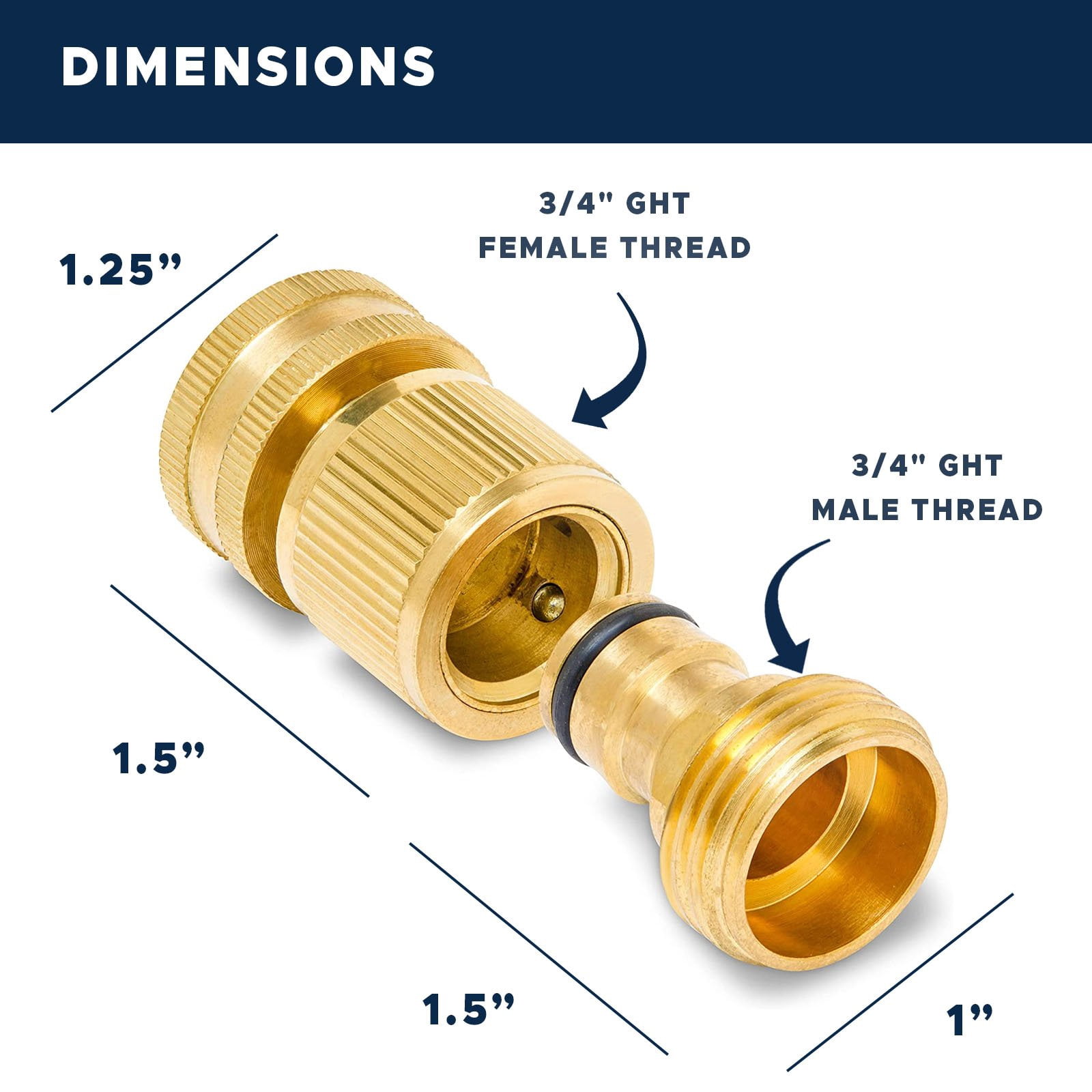 Morvat Brass Quick Connect Garden Hose Fittings for Accessories, 6 Pack