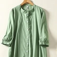 thumbnail image 5 of Wycnly Dresses for Women 2024 Fall Casual Loose Button Down Lightweight Cotton Linen Shirt Maxi Dresses Solid Elbow-Length Lapel Long Formal Dresses for Women Green XL, 5 of 7