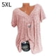 thumbnail image 1 of Camiseta de mujer con cuello en V, manga corta, camiseta de verano informal estampada, rosa, 5XL Advancent  AP001653-40, 1 of 5