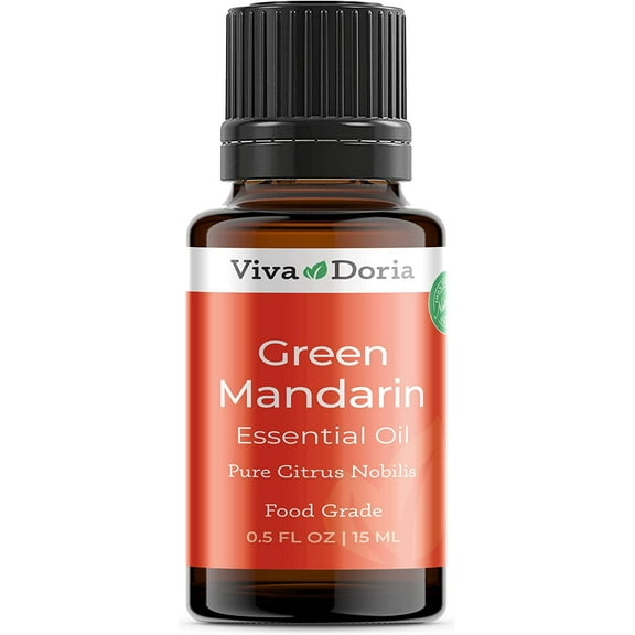 Viva Doria Pure Green Mandarin Essential Oil, Undiluted, Food Grade, 15 mL (0.5 Fluid Ounce)