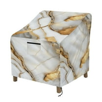 Renewold Waterproof Patio Chair Covers Anti-UV Weather-Resistant Patio Lounge Chair Covers Furniture Protection Fits up to 29W x 33D x 36H Inches, Marble Gold White