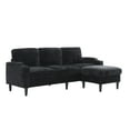 thumbnail image 6 of Modern Sofas UNITED WE WIN Sofa for three, solid wood frame, Chenille fabric, side pocket, with two cup holders, footstool with storagestorage sofa /Living room sofa cozy sectional sofa,Rustic Sofa, 6 of 12